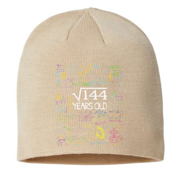 Square Root Of 144 12th Birthday Funny 12 Year Old Nerd Math Sustainable Beanie