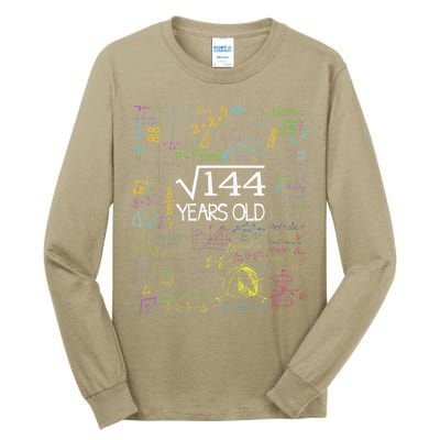 Square Root Of 144 12th Birthday Funny 12 Year Old Nerd Math Tall Long Sleeve T-Shirt