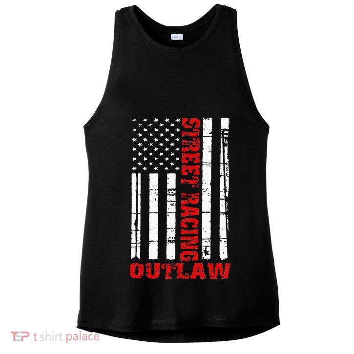 Street Racing Outlaw Flag American Drag Racing Ladies PosiCharge Tri-Blend Wicking Tank