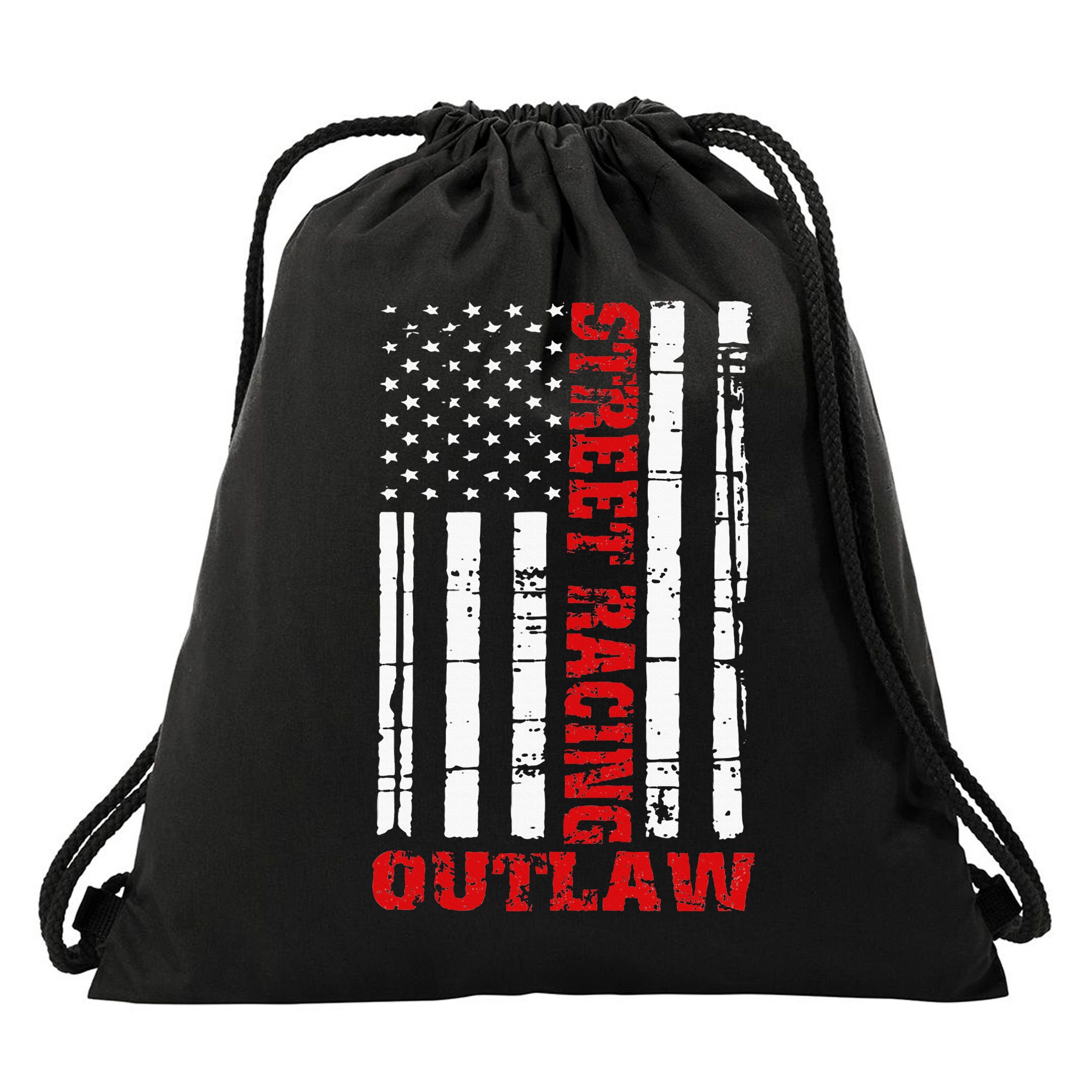 Street Racing Outlaw Flag American Drag Racing Drawstring Bag
