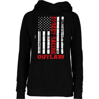 Street Racing Outlaw Flag American Drag Racing Womens Funnel Neck Pullover Hood