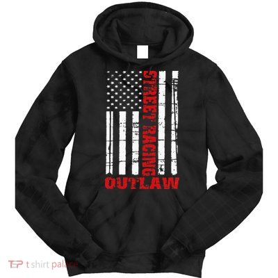 Street Racing Outlaw Flag American Drag Racing Tie Dye Hoodie