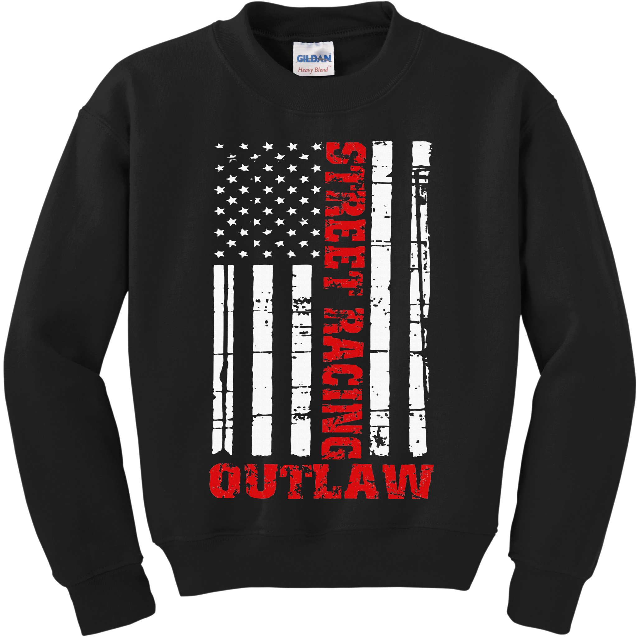 Street Racing Outlaw Flag American Drag Racing Kids Sweatshirt