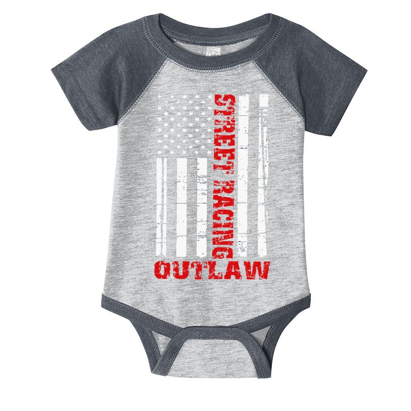 Street Racing Outlaw Flag American Drag Racing Infant Baby Jersey Bodysuit