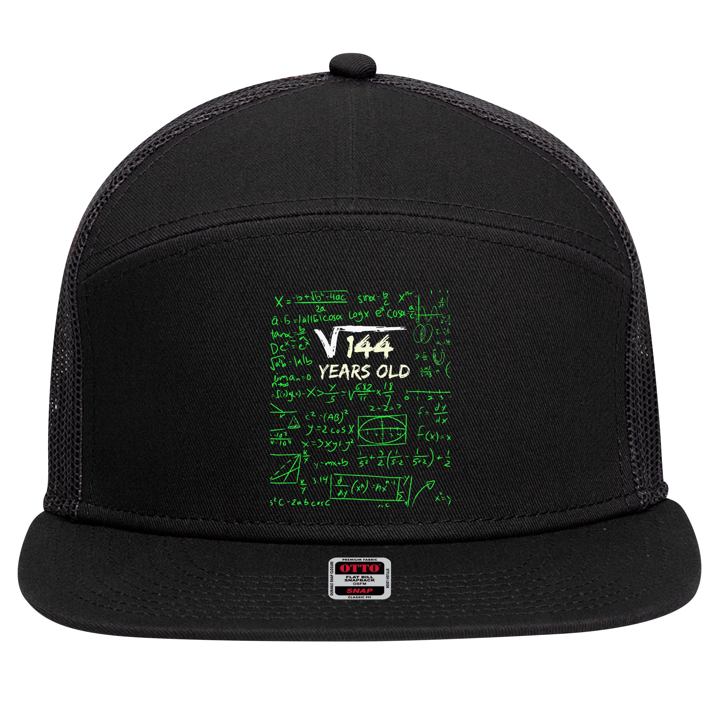 Square Root Of 144 12th Birthday 12 Years Old Gift 7 Panel Mesh Trucker Snapback Hat