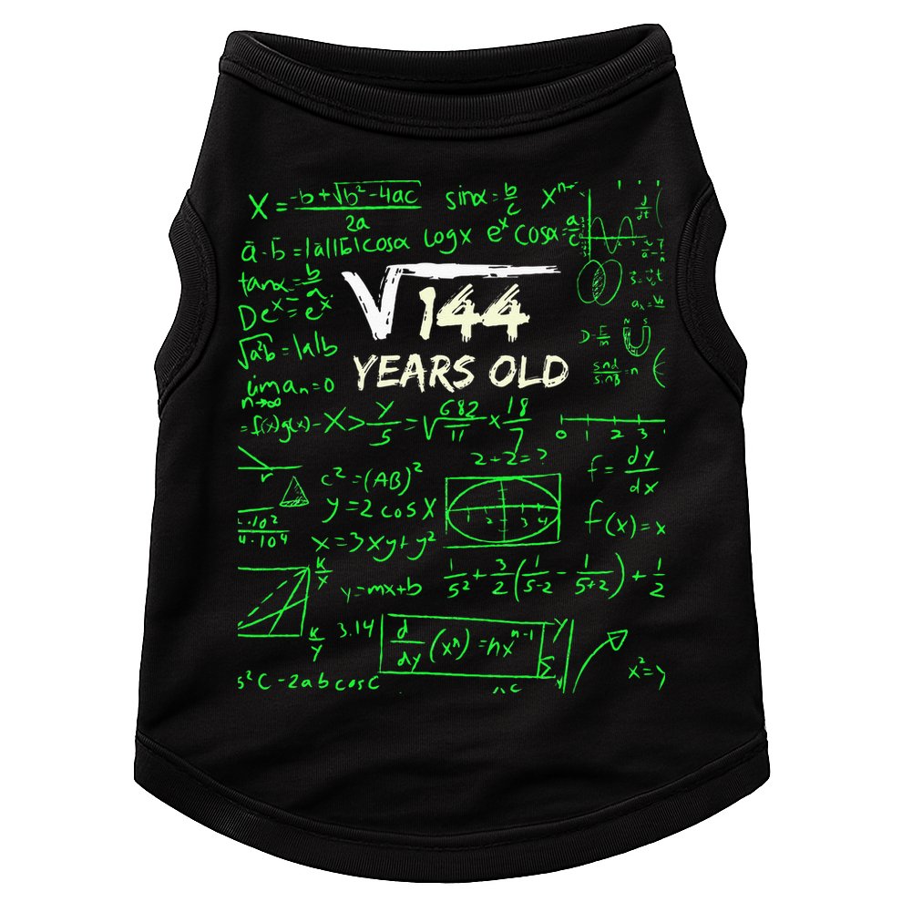 Square Root Of 144 12th Birthday 12 Years Old Gift Doggie Tank