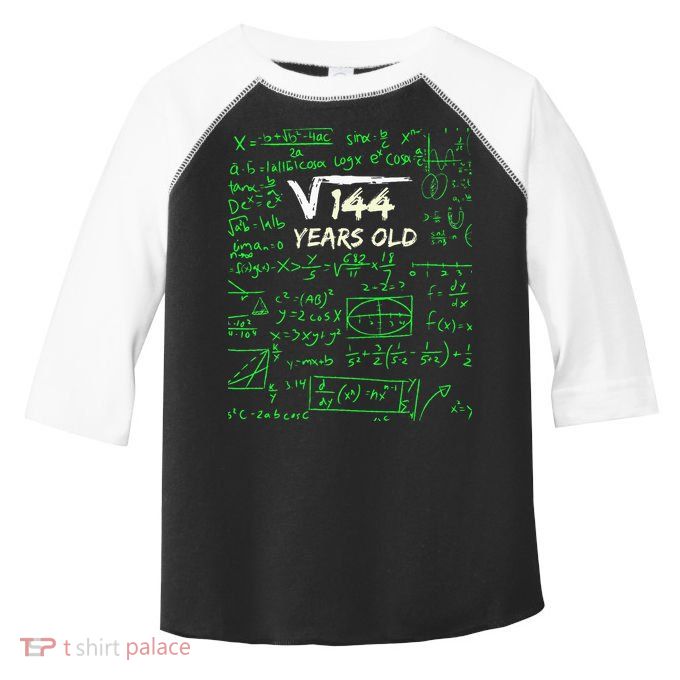 Square Root Of 144 12th Birthday 12 Years Old Gift Toddler Fine Jersey T-Shirt