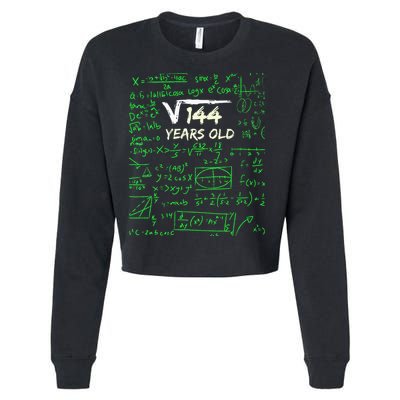 Square Root Of 144 12th Birthday 12 Years Old Gift Cropped Pullover Crew