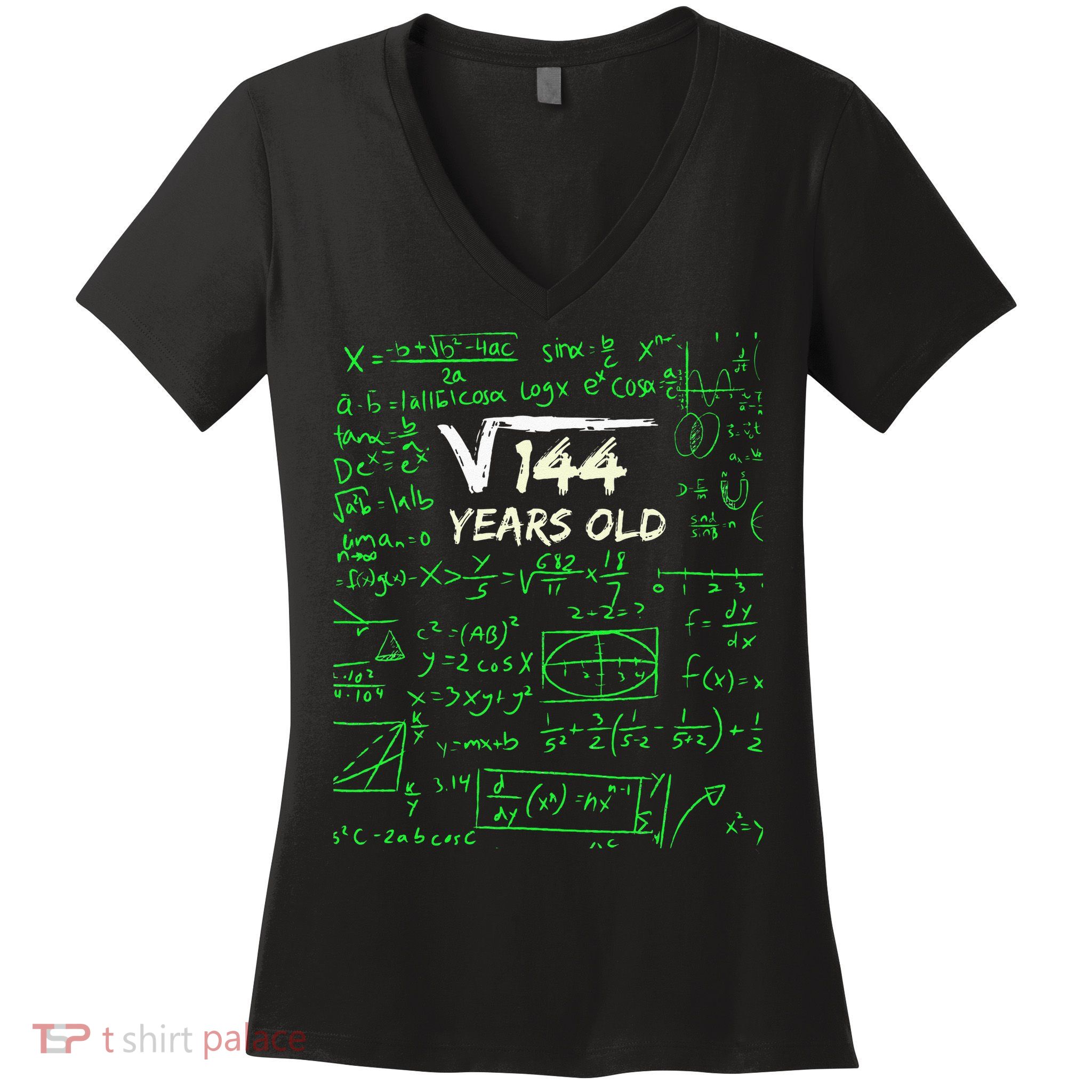 Square Root Of 144 12th Birthday 12 Years Old Gift Women's V-Neck T-Shirt