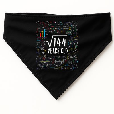 Square Root Of 144 12th Birthday 12 Year Old Gifts Math Bday USA-Made Doggie Bandana