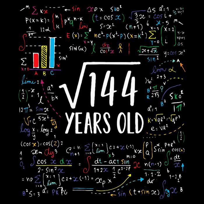 Square Root Of 144 12th Birthday 12 Year Old Gifts Math Bday Cooling Performance Crew T-Shirt
