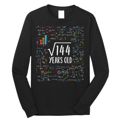 Square Root Of 144 12th Birthday 12 Year Old Gifts Math Bday Long Sleeve Shirt