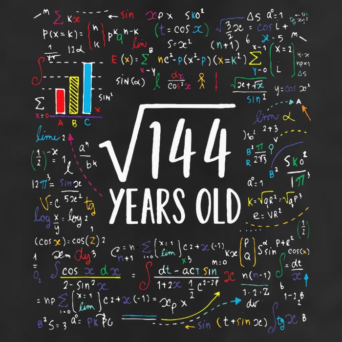 Square Root Of 144 12th Birthday 12 Year Old Gifts Math Bday Adult Drive Performance Visor