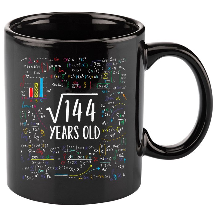 Square Root Of 144 12th Birthday 12 Year Old Gifts Math Bday 11oz C Handle Ceramic Mug