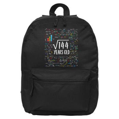 Square Root Of 144 12th Birthday 12 Year Old Gifts Math Bday 16 in Basic Backpack