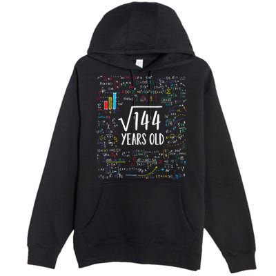 Square Root Of 144 12th Birthday 12 Year Old Gifts Math Bday Premium Pullover Hoodie