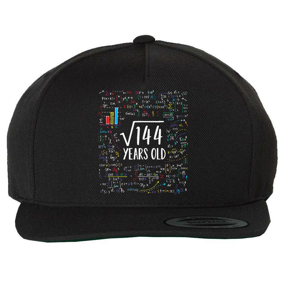 Square Root Of 144 12th Birthday 12 Year Old Gifts Math Bday Wool Snapback Cap