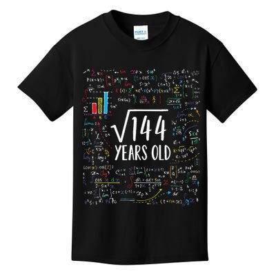 Square Root Of 144 12th Birthday 12 Year Old Gifts Math Bday Kids T-Shirt