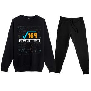 Square Root Of 169 13 Years Old Teenager Birthday Premium Crewneck Sweatsuit Set