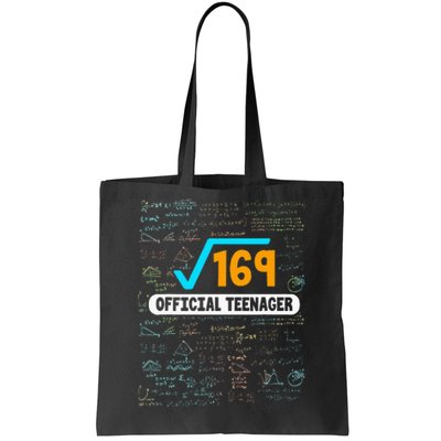 Square Root Of 169 13 Years Old Teenager Birthday Tote Bag