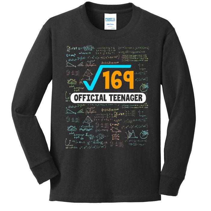 Square Root Of 169 13 Years Old Teenager Birthday Kids Long Sleeve Shirt