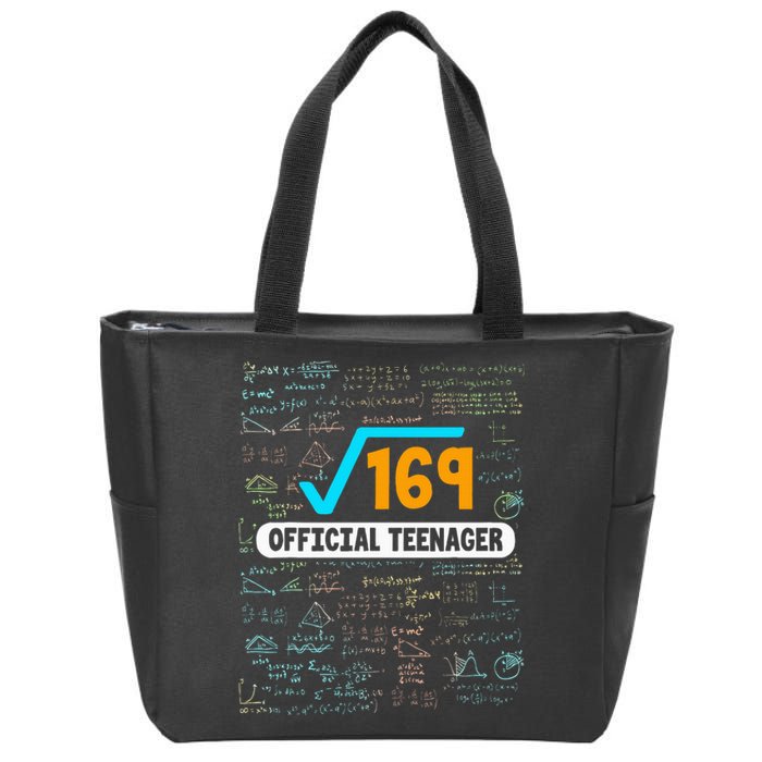 Square Root Of 169 13 Years Old Teenager Birthday Zip Tote Bag