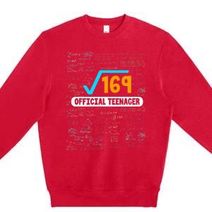 Square Root Of 169 13 Years Old Teenager Birthday Premium Crewneck Sweatshirt