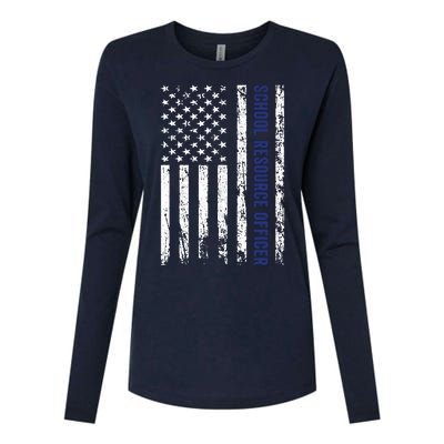 School Resource Officer SRO USA Flag Womens Cotton Relaxed Long Sleeve T-Shirt