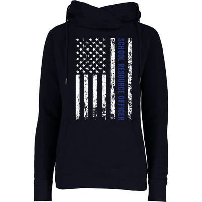 School Resource Officer SRO USA Flag Womens Funnel Neck Pullover Hood