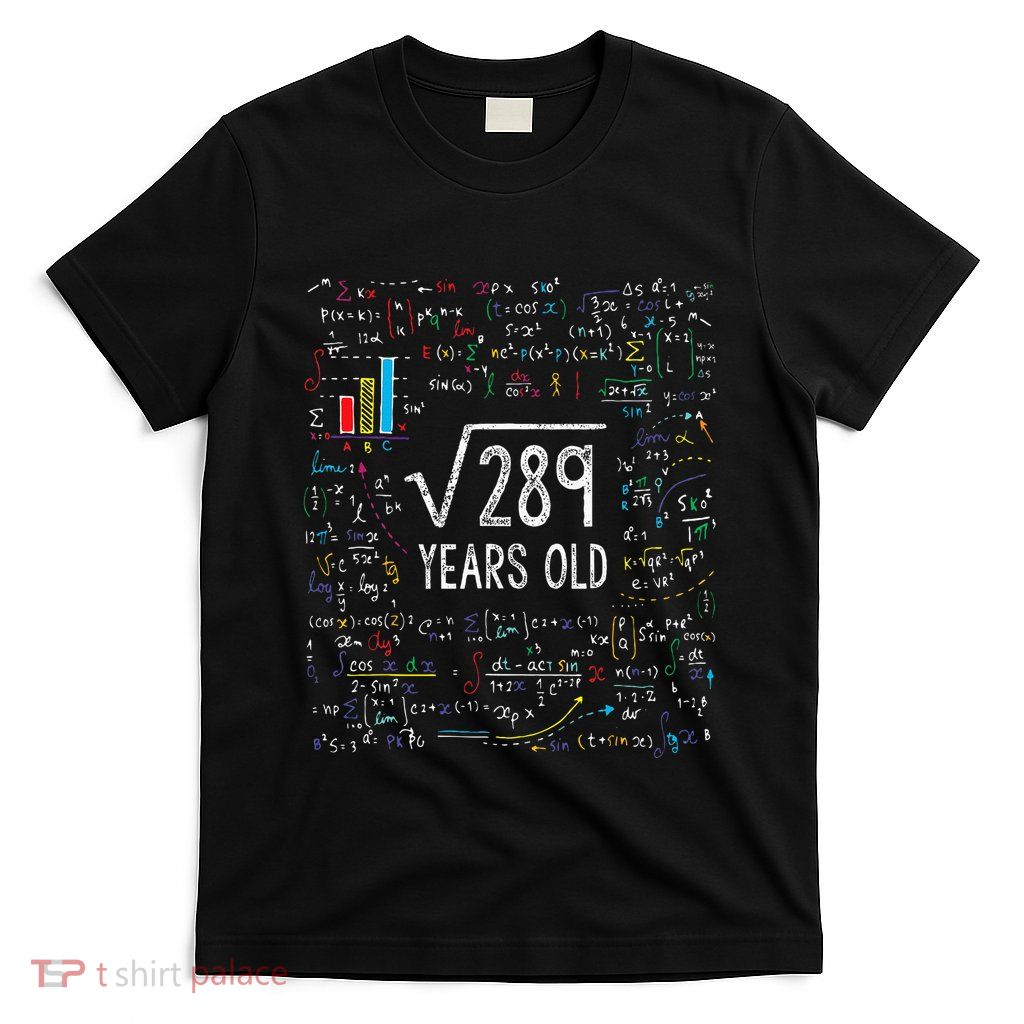 Square Root Of 289 17th Birthday 17 Year Old Gifts Math Bday T-Shirt
