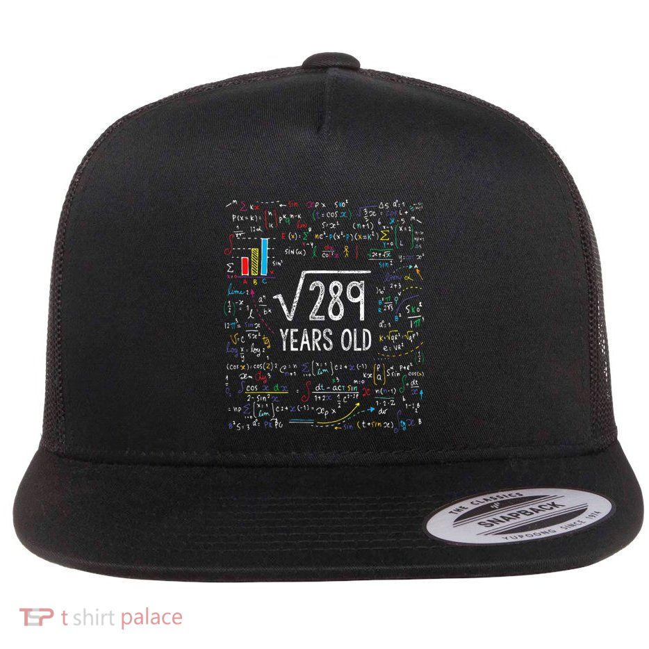 Square Root Of 289 17th Birthday 17 Year Old Gifts Math Bday Flatbill Hat