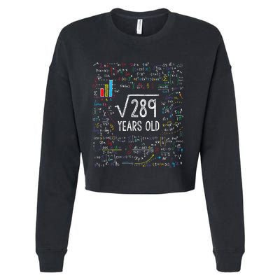 Square Root Of 289 17th Birthday 17 Year Old Gifts Math Bday Cropped Pullover Crew
