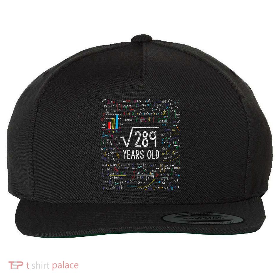 Square Root Of 289 17th Birthday 17 Year Old Gifts Math Bday Wool Snapback Cap