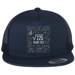 Square Root Of 225 15th Birthday Gift 15 Year Old Gifts Math Bday Gift Flat Bill Trucker Hat