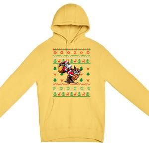 Santa Riding Owl Christmas Bird Lover Premium Pullover Hoodie