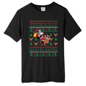 Santa Riding Owl Christmas Bird Lover Tall Fusion ChromaSoft Performance T-Shirt