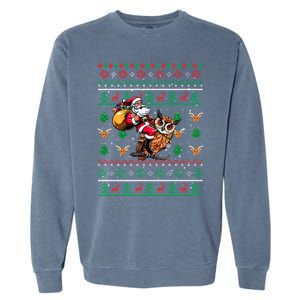 Santa Riding Owl Christmas Bird Lover Garment-Dyed Sweatshirt