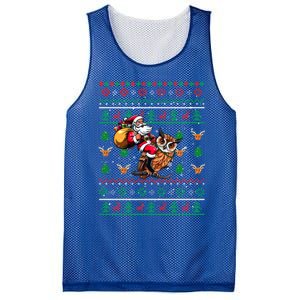 Santa Riding Owl Christmas Bird Lover Mesh Reversible Basketball Jersey Tank