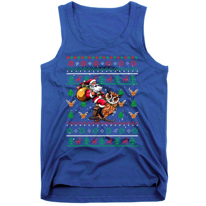 Santa Riding Owl Christmas Bird Lover Tank Top