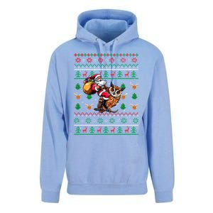 Santa Riding Owl Christmas Bird Lover Unisex Surf Hoodie