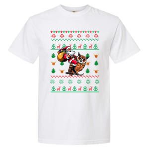 Santa Riding Owl Christmas Bird Lover Garment-Dyed Heavyweight T-Shirt