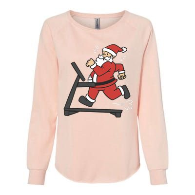 Santa Running On Treadmill Funny Fitness Womens California Wash Sweatshirt