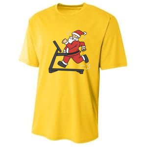 Santa Running On Treadmill Funny Fitness Youth Performance Sprint T-Shirt