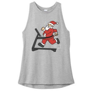 Santa Running On Treadmill Funny Fitness Ladies PosiCharge Tri-Blend Wicking Tank