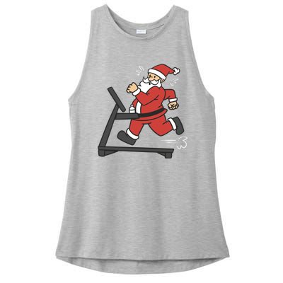 Santa Running On Treadmill Funny Fitness Ladies PosiCharge Tri-Blend Wicking Tank