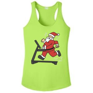 Santa Running On Treadmill Funny Fitness Ladies PosiCharge Competitor Racerback Tank