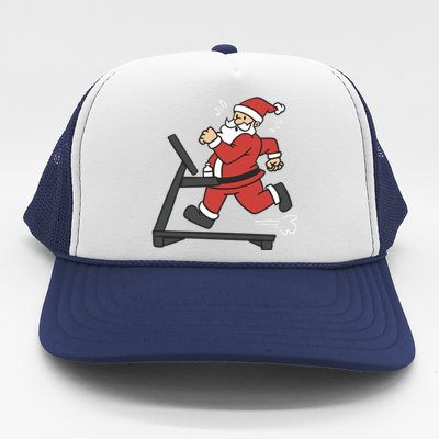 Santa Running On Treadmill Funny Fitness Trucker Hat