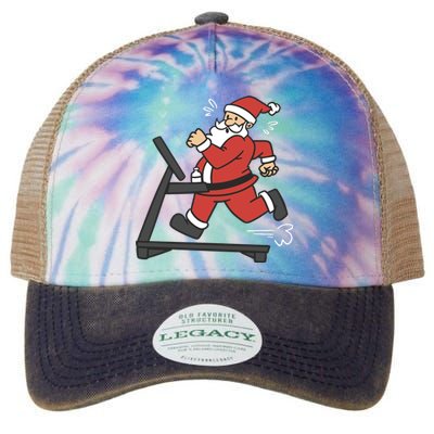 Santa Running On Treadmill Funny Fitness Legacy Tie Dye Trucker Hat