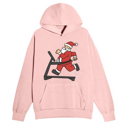 Santa Running On Treadmill Funny Fitness Urban Pullover Hoodie