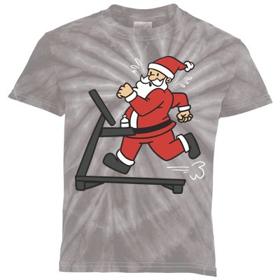 Santa Running On Treadmill Funny Fitness Kids Tie-Dye T-Shirt